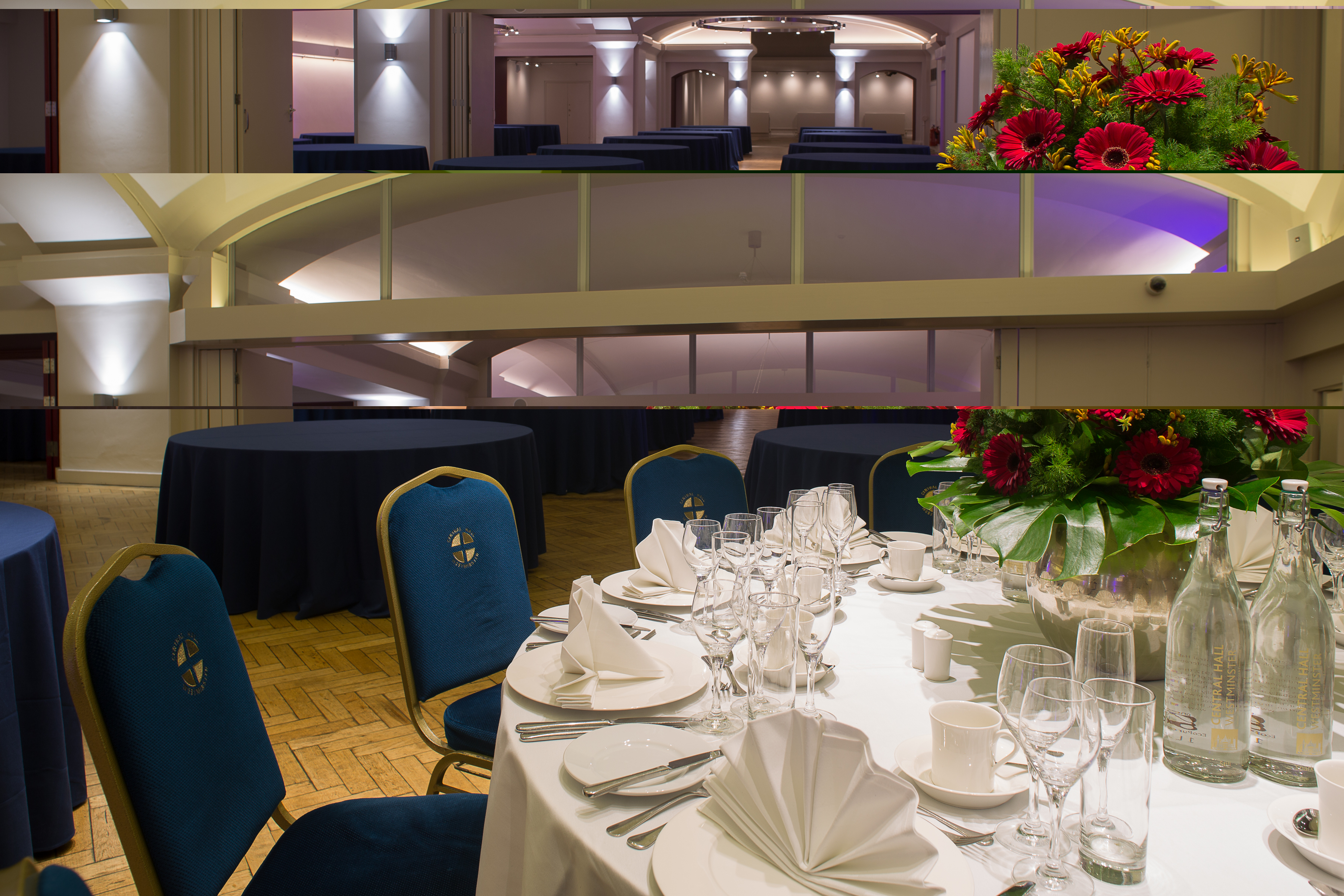 Elegant event space at Aldersgate, Central Hall Westminster for conferences and dinners.