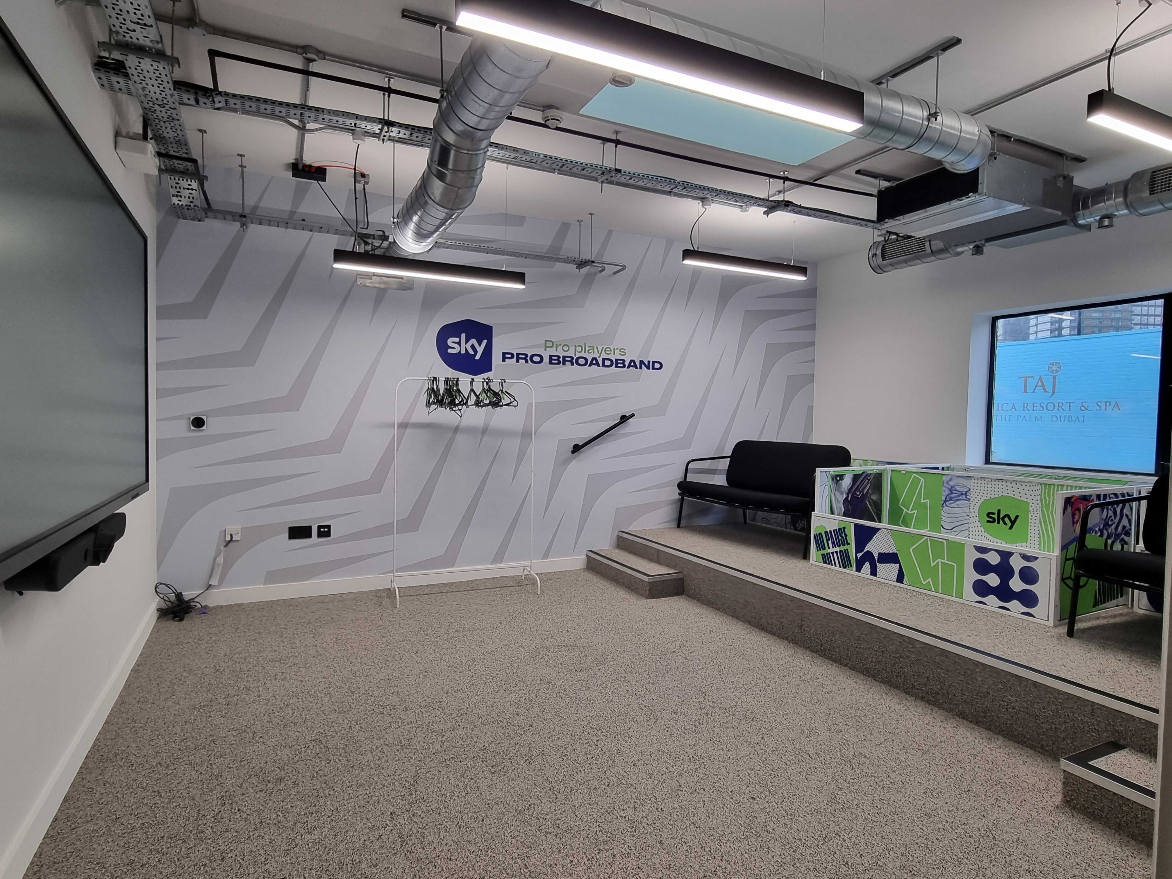 Modern meeting space at Sky Guild Gaming Centre, perfect for corporate events and presentations.