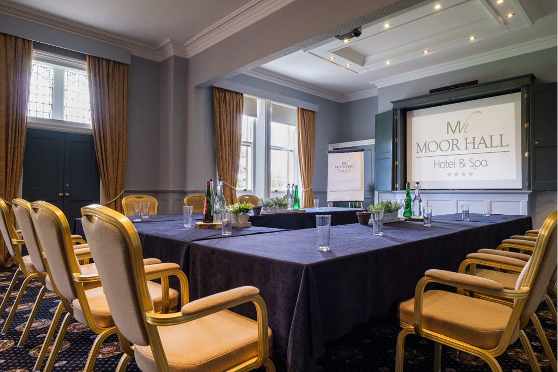 Bracebridge Room at Moor Hall Hotel, elegant meeting space for corporate events.