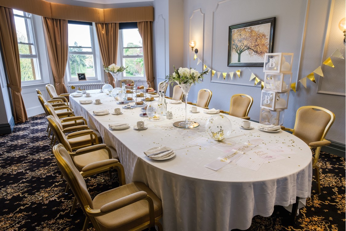 Elegant Longmoor Room at Moor Hall Hotel, perfect for corporate events and gatherings.