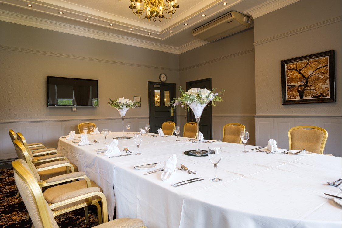 Longmoor Room at Moor Hall Hotel, elegant meeting space for corporate events and gatherings.