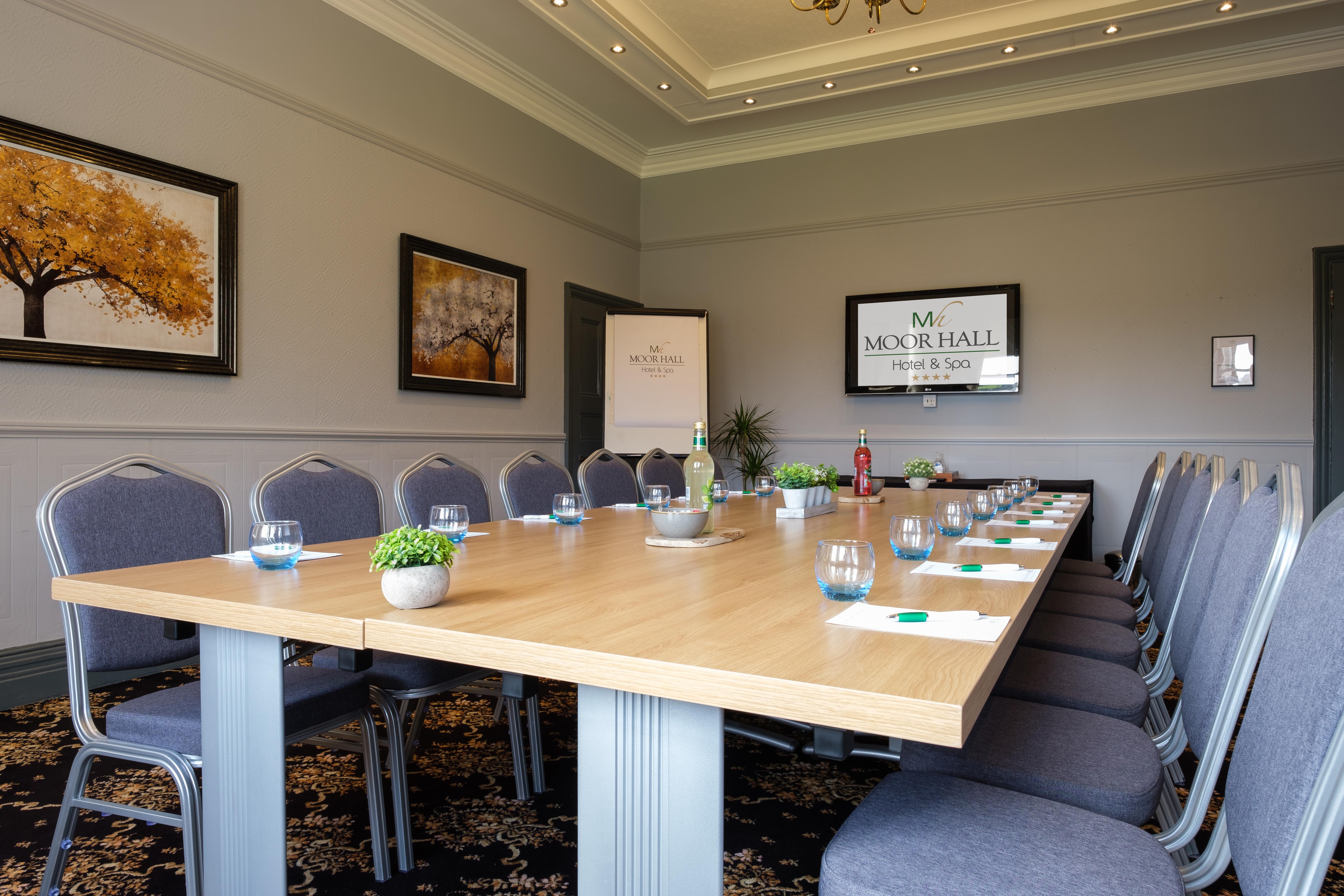 Hartopp meeting room at Moor Hall Hotel, elegant decor for corporate events.