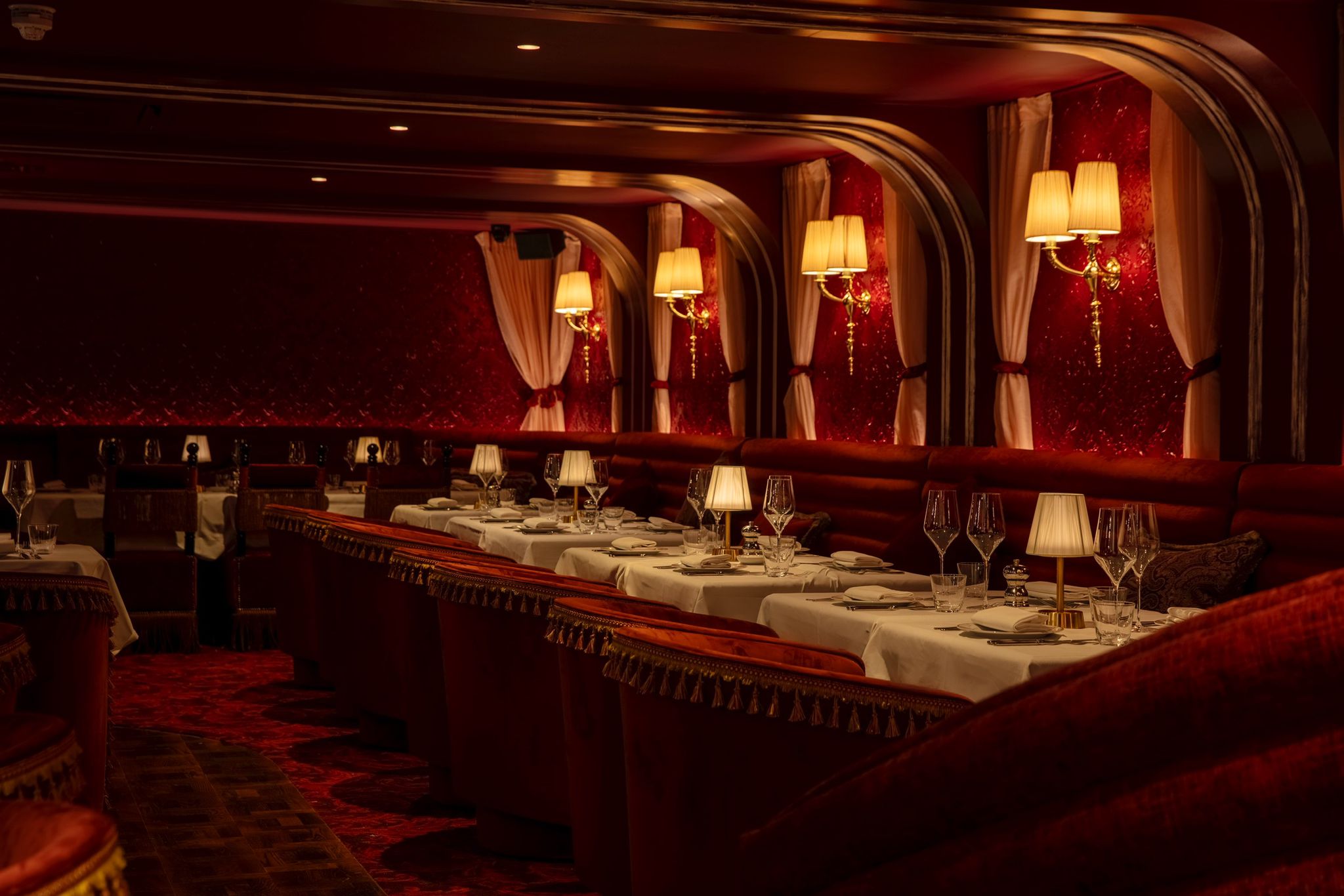 Elegant dining space with plush seating for upscale events and intimate gatherings.