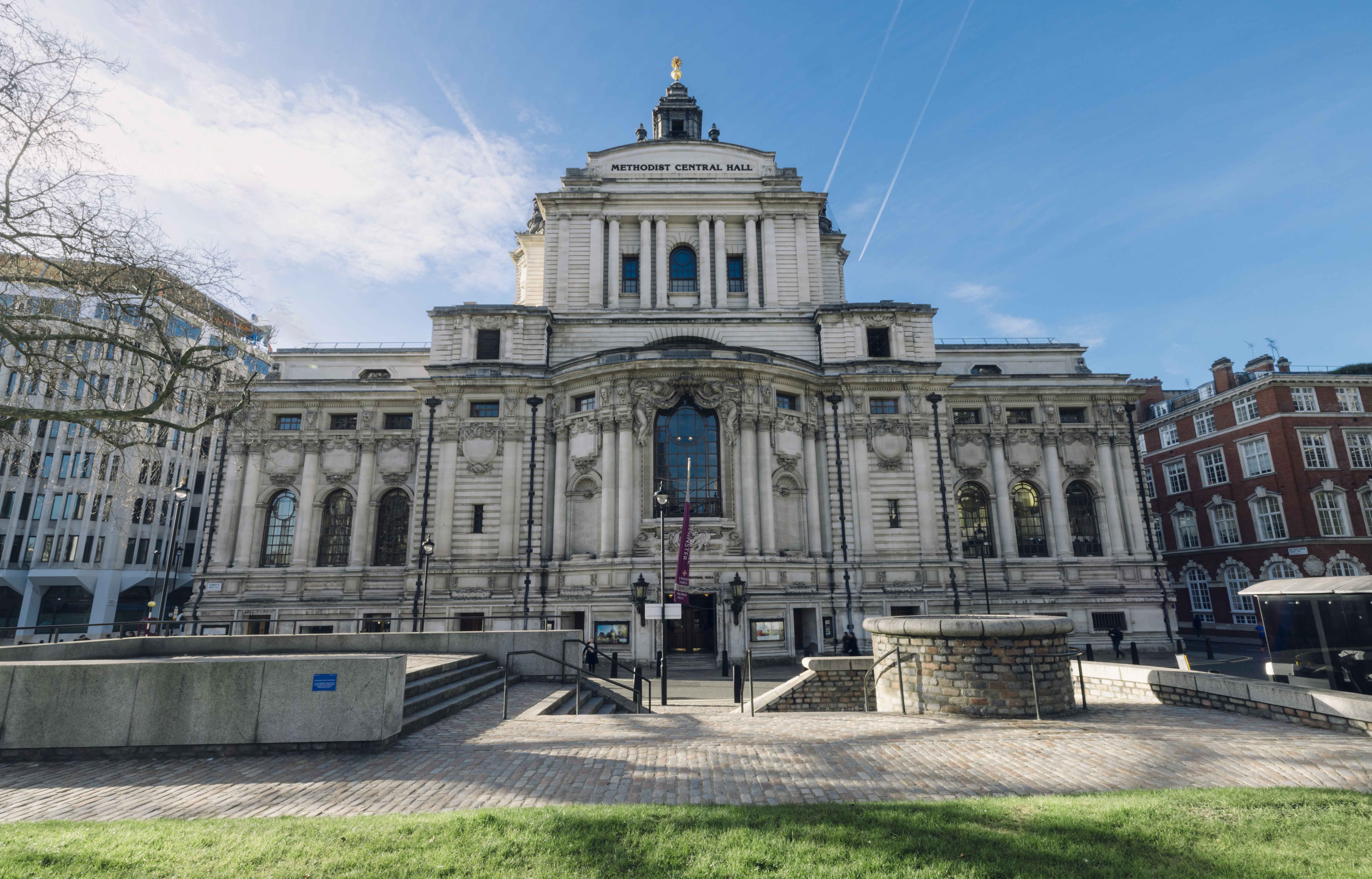 Robert Perks in Central Hall Westminster, a grand venue for elegant conferences and events.