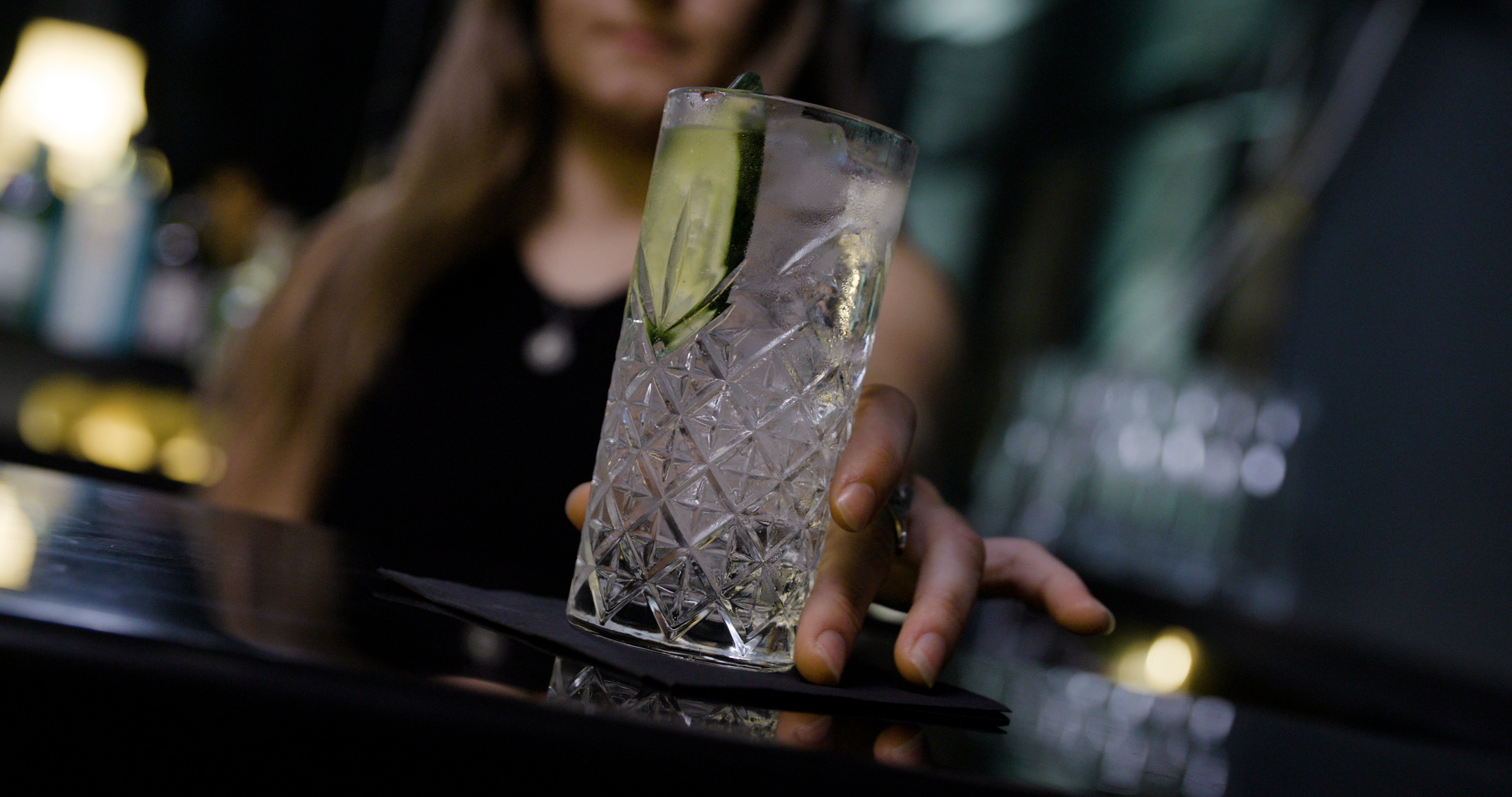 Elegant cocktail in a stylish glass, showcasing event catering sophistication.