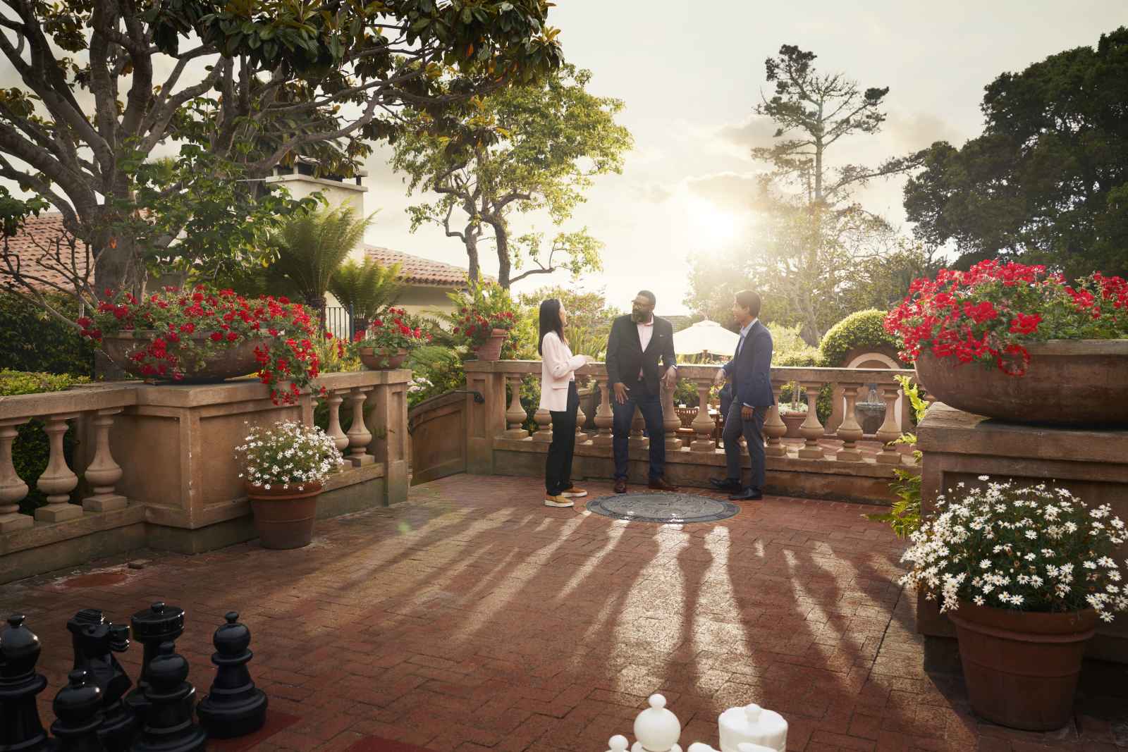 Casa De Salinas sun-drenched terrace for corporate networking and incentive travel events.