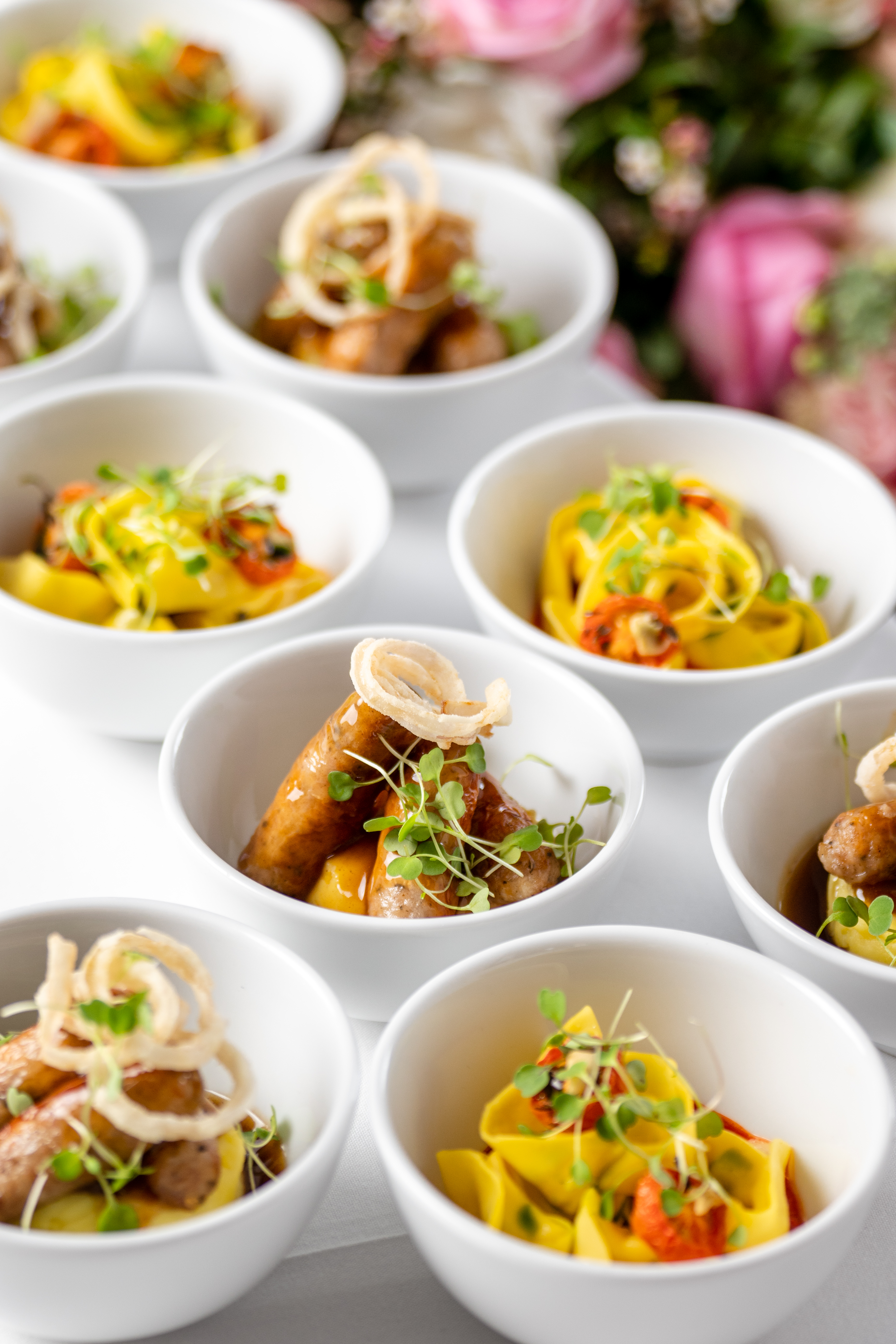 Elegant gourmet dishes for summer parties at Church House, perfect for cocktail receptions.