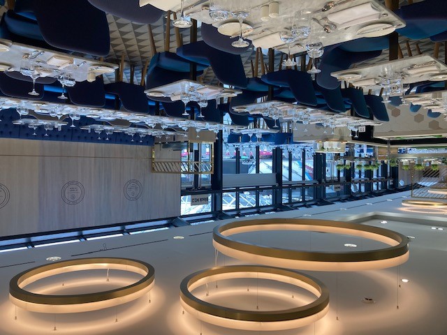 Elegant dining space at The Royal East, London Stadium for events and banquets.