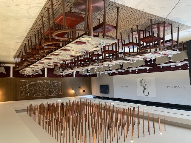 Elegant dining space at London Stadium for corporate events and private gatherings.