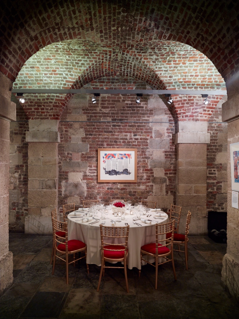 Elegant round table in The Gallery, St Martin-in-the-Fields for upscale events and gatherings.