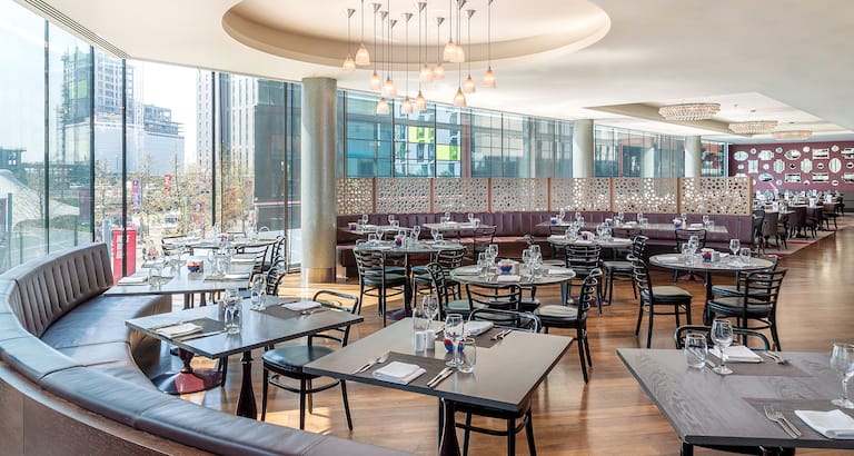 Sky Bar 9 at Hilton London Wembley, modern event space with elegant decor.