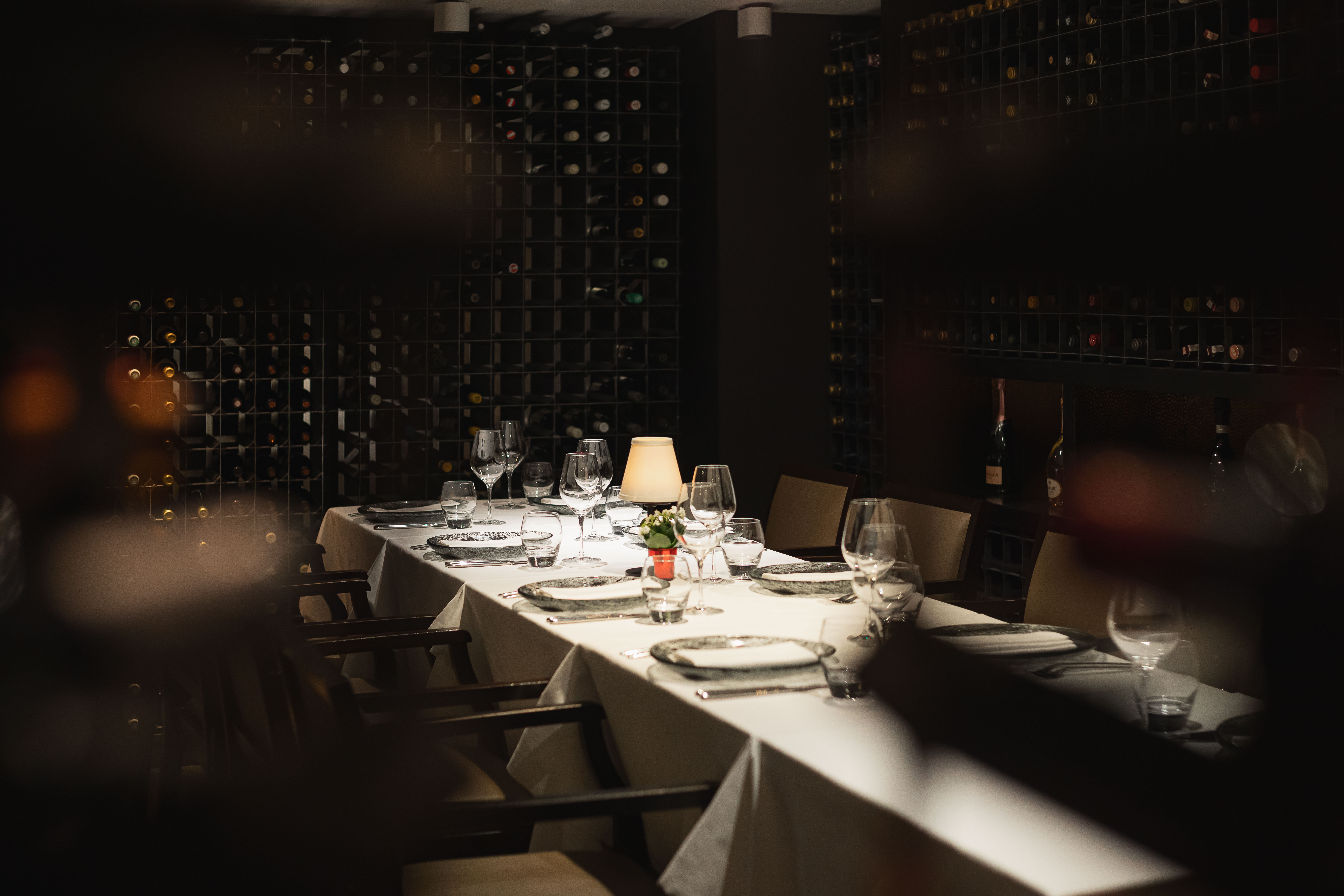 Elegant dining table in Sommelier's Private Room, ideal for intimate gatherings and corporate dinners.