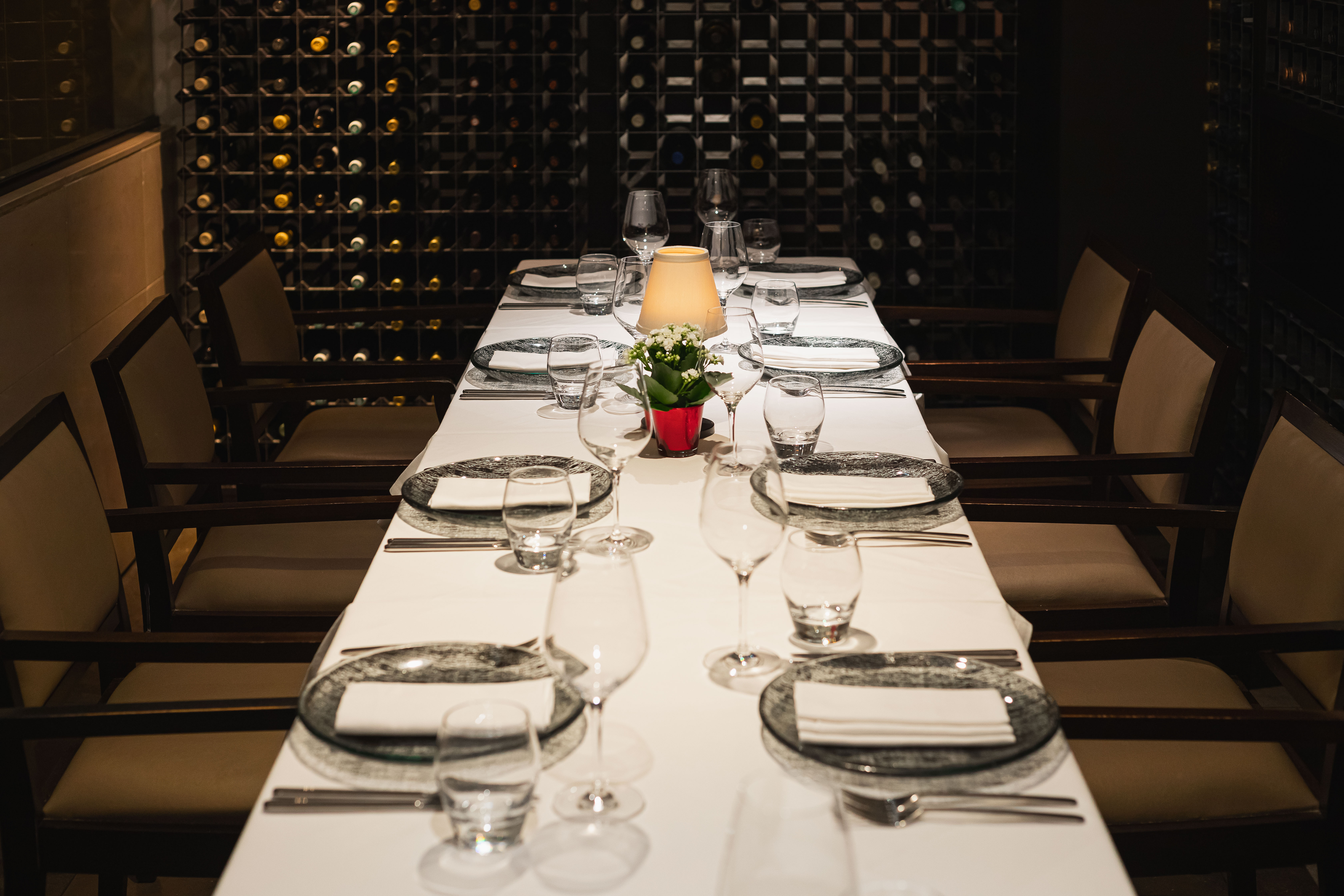 Elegant dining table in Sommelier's Private Room, perfect for exclusive events and meetings.