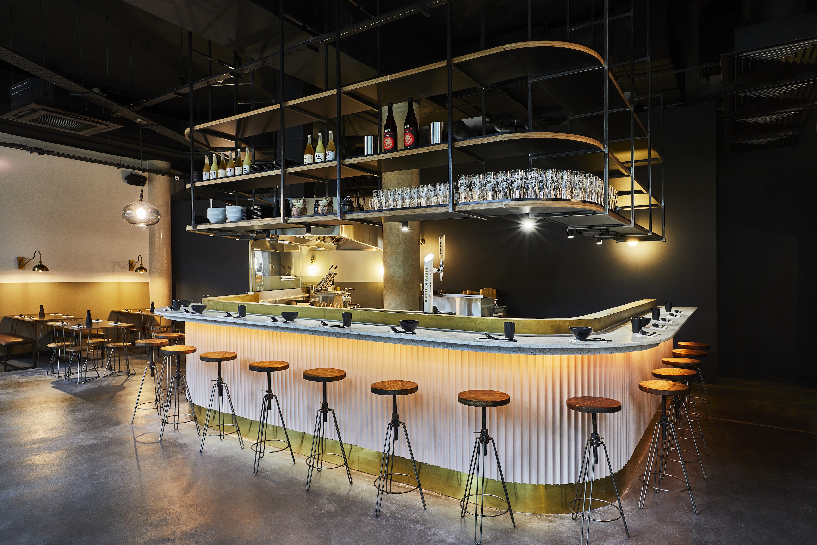 Sleek bar area in Kanada Ya Ealing, ideal for networking events and cocktail receptions.