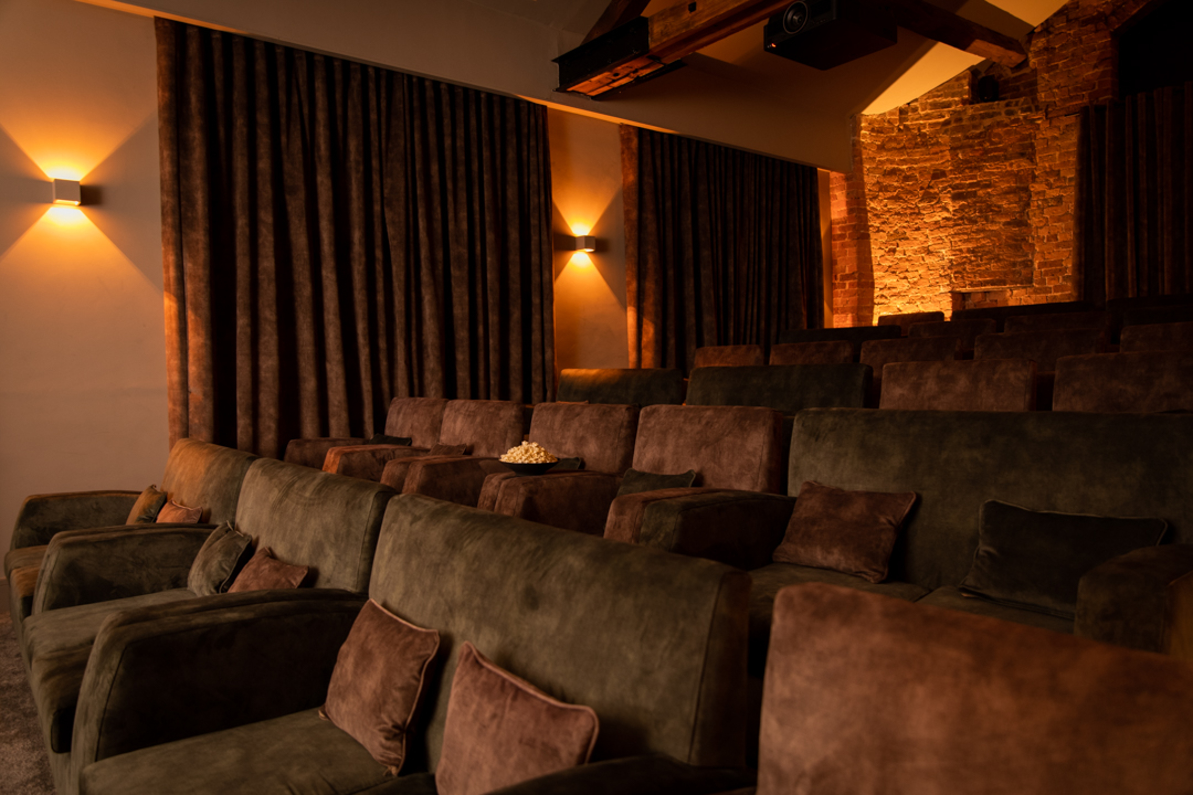 Cozy screening room at Hope Street Hotel, ideal for private film events and gatherings.