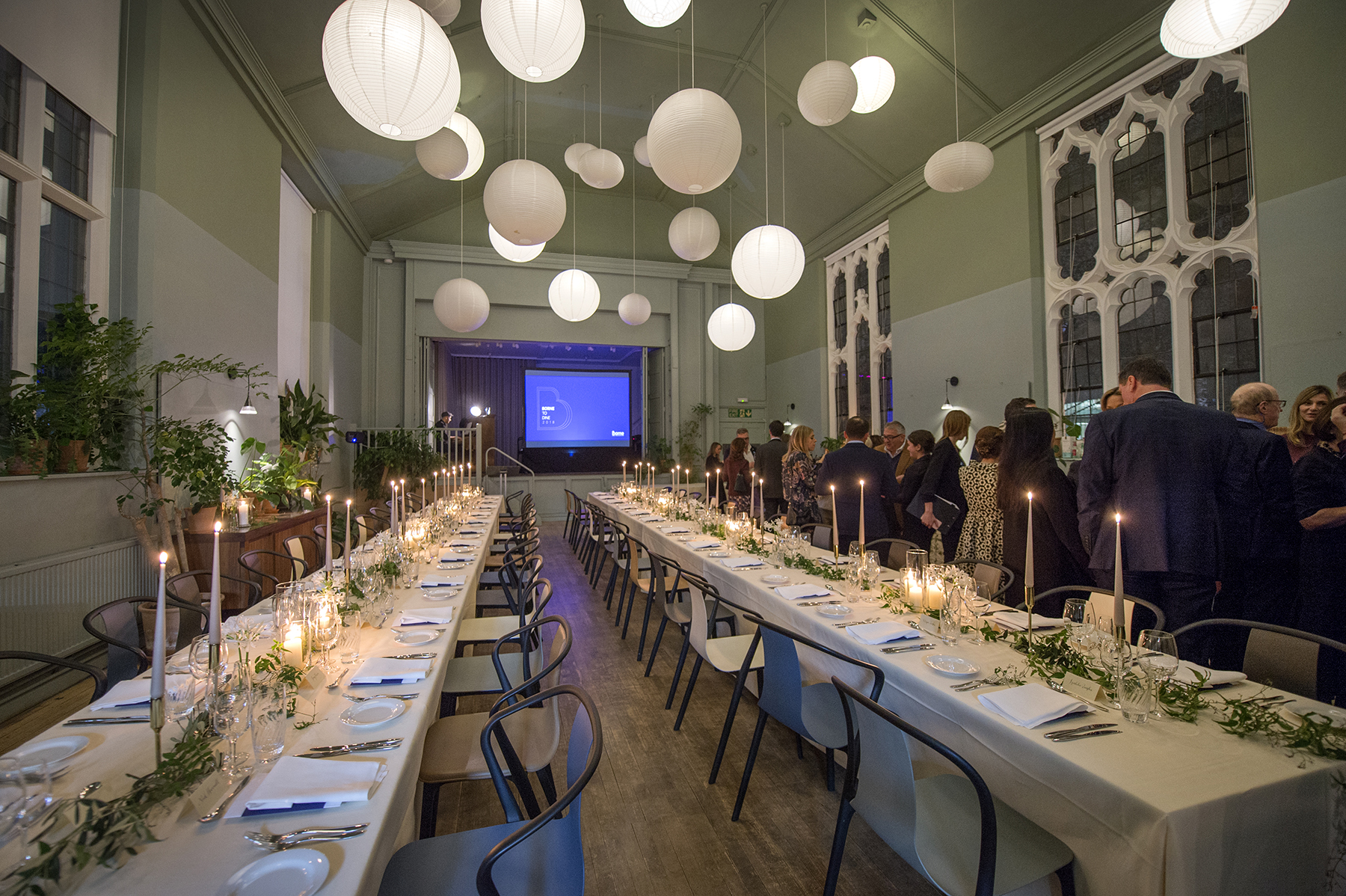 Elegant banquet setup at Refettorio Felix for corporate events and dinners.