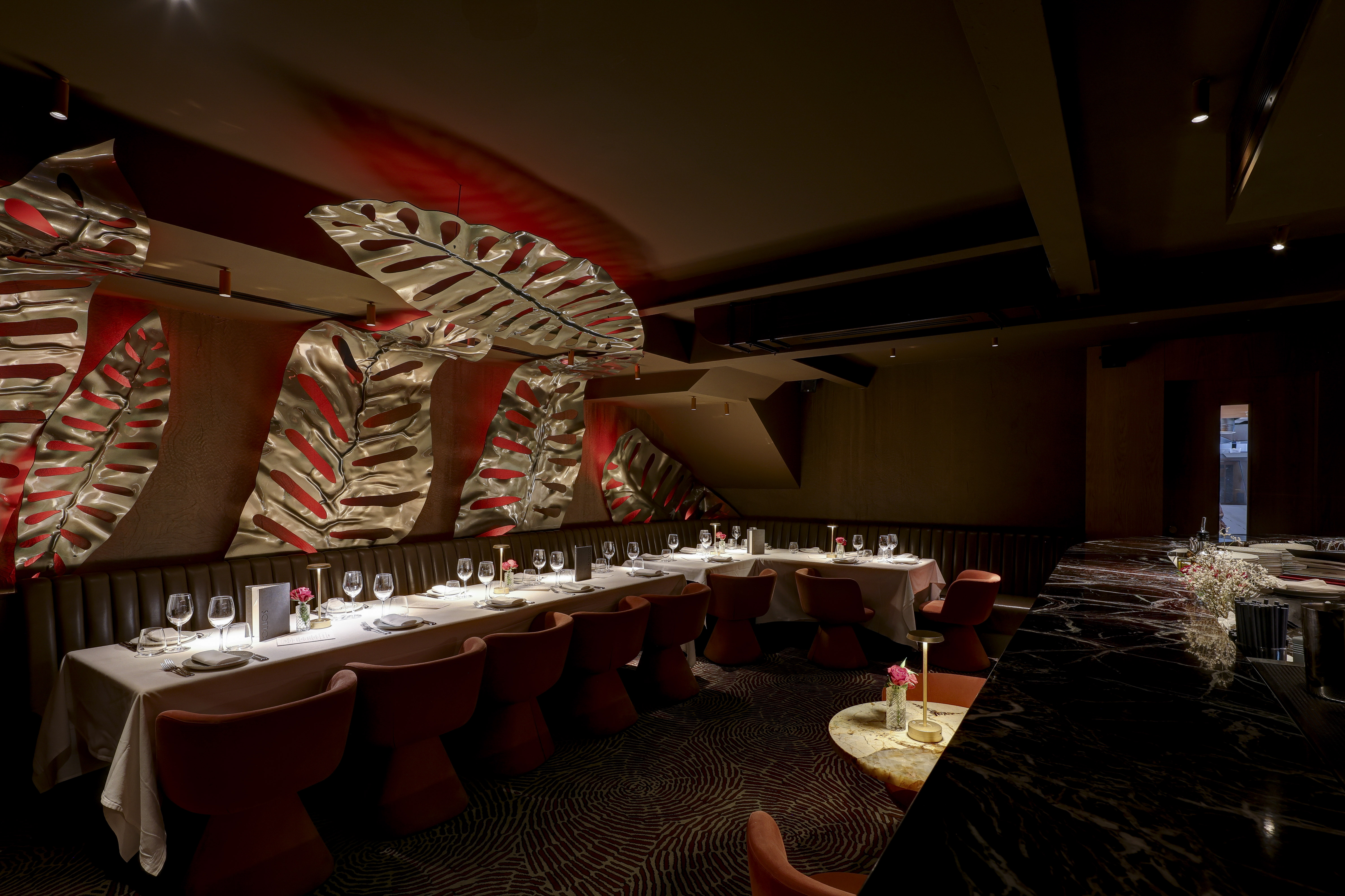 Private dining room at Bocconcino Soho, elegant setup for intimate gatherings and corporate events.