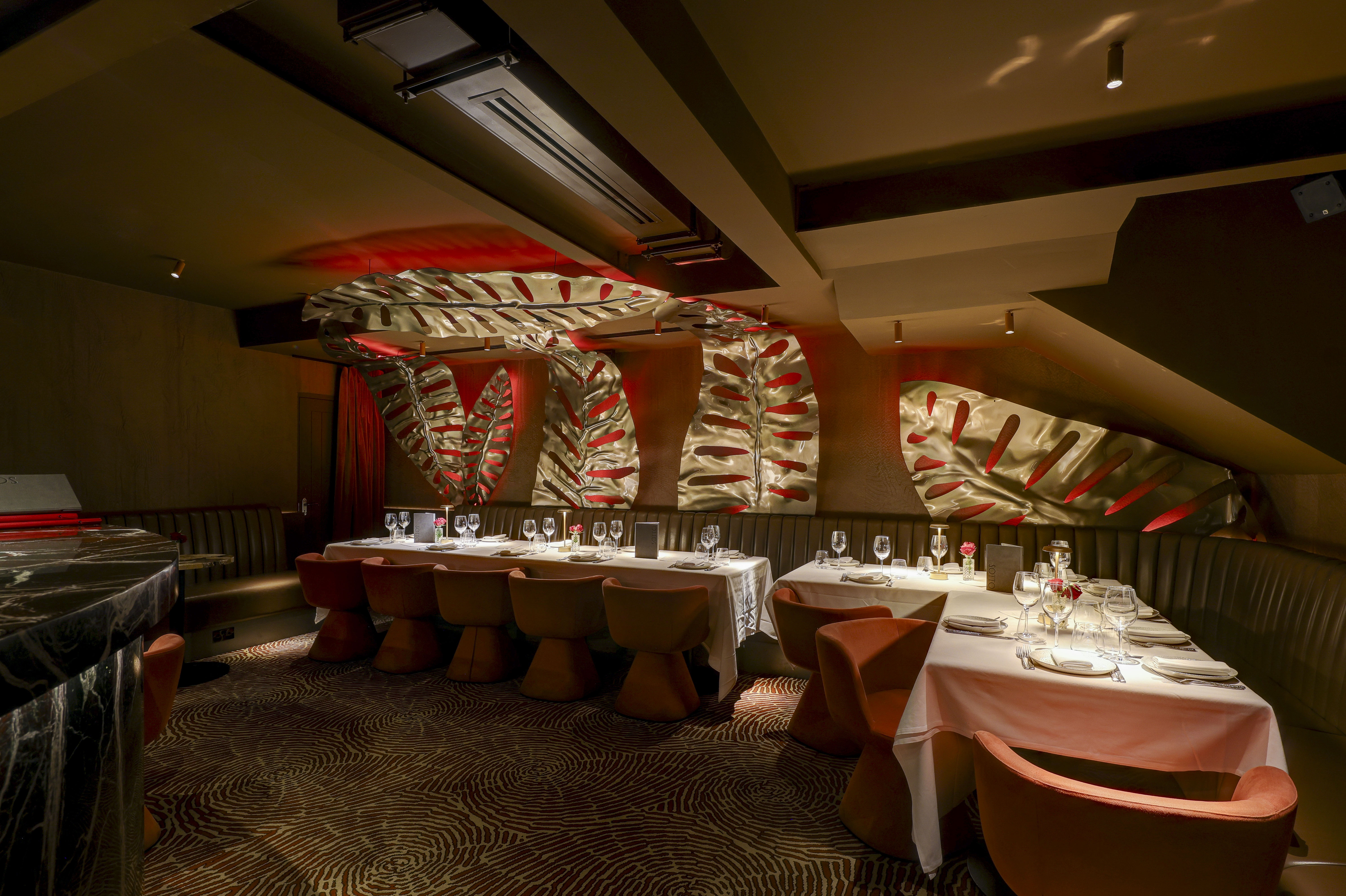 Private dining room at Bocconcino Soho with elegant decor for upscale events.