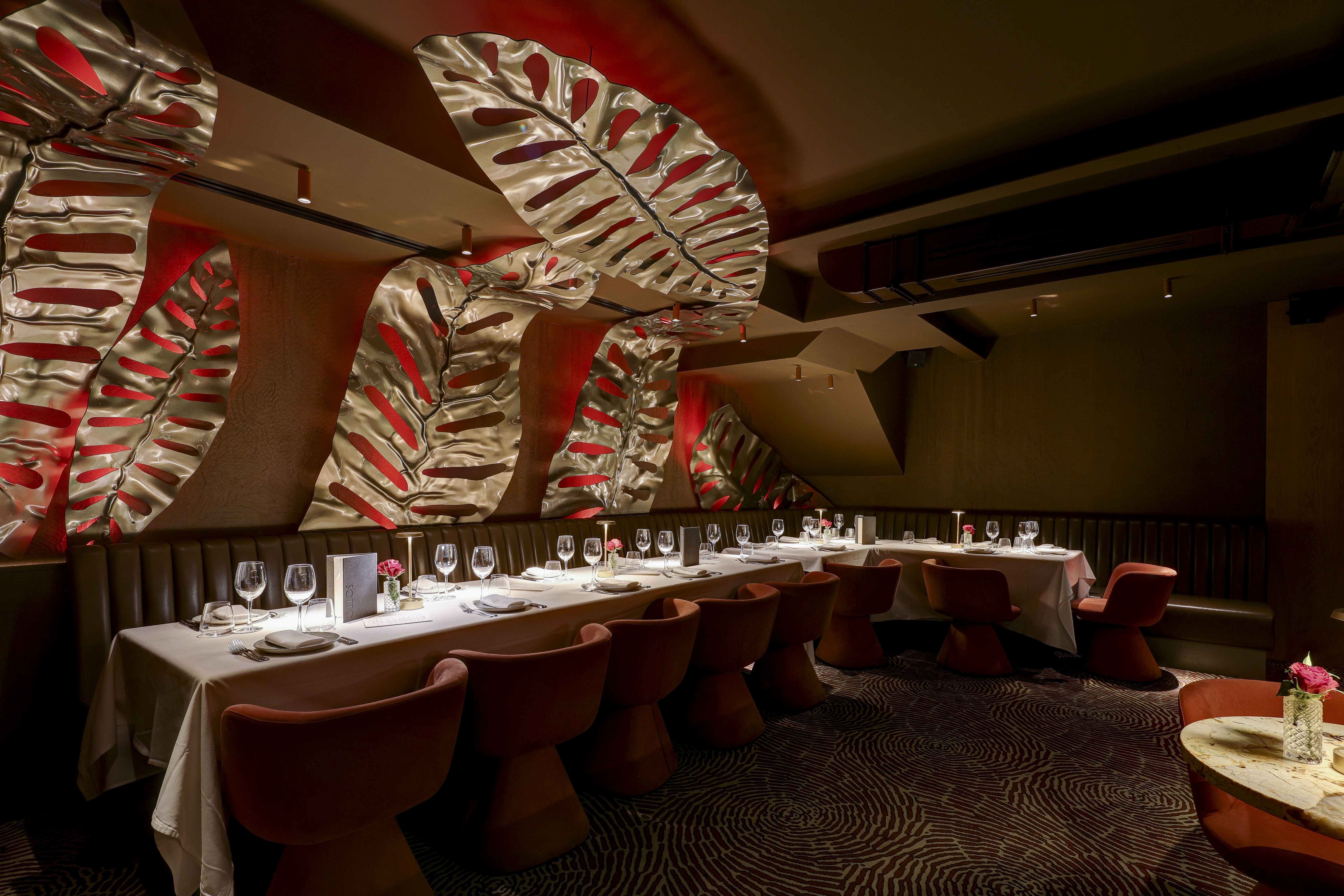 Private dining room at Bocconcino Soho with elegant table setup for corporate events.