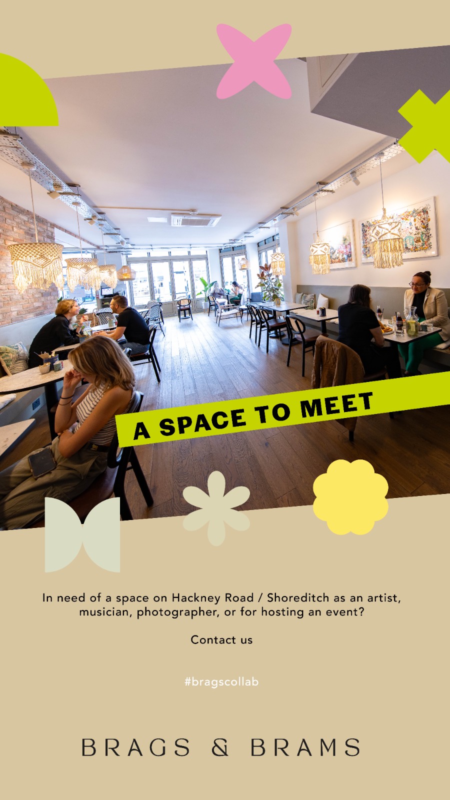 Vibrant café with cozy décor, ideal for networking and informal meetings.