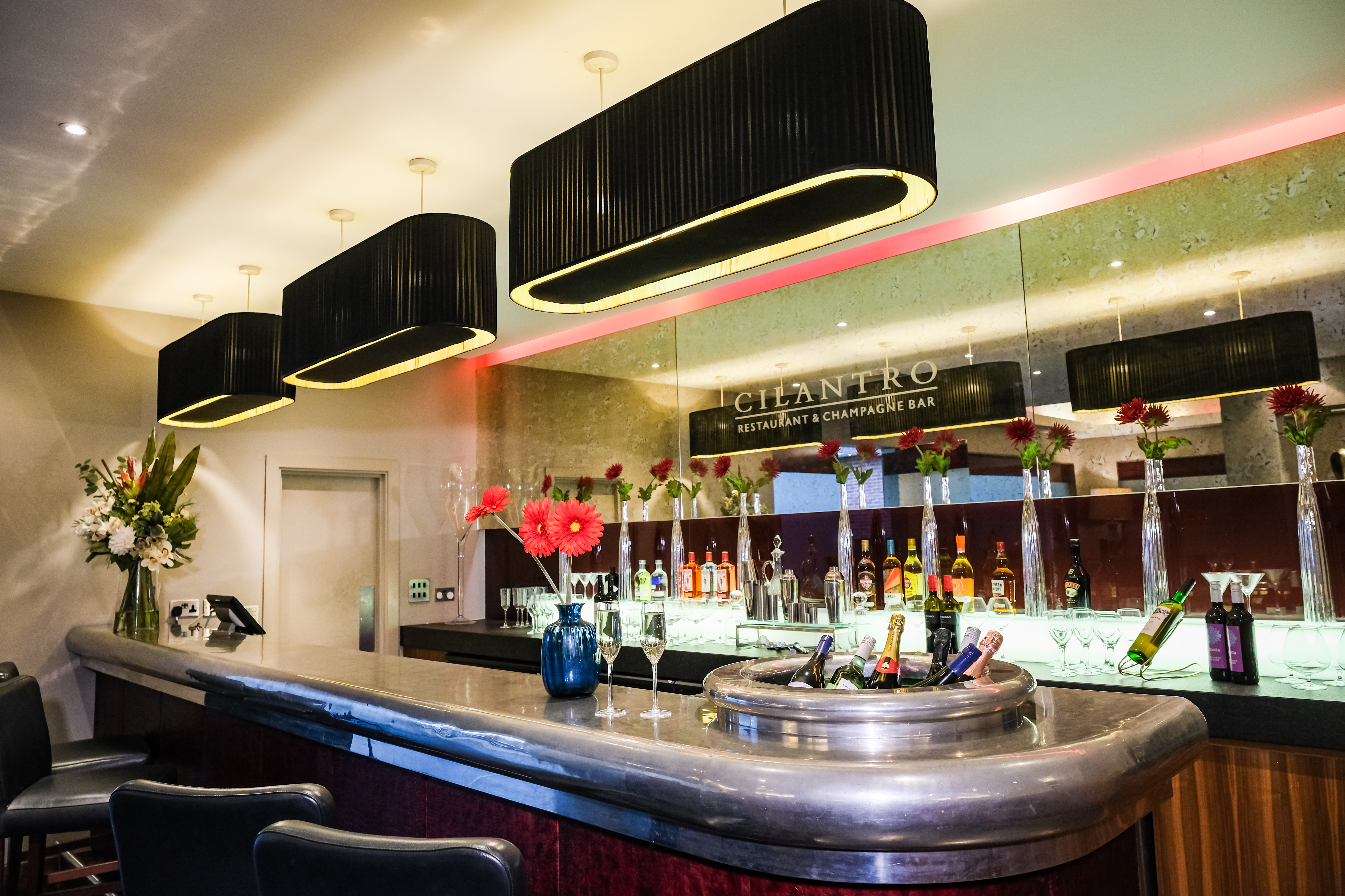 Sleek Atrum Bar at Voco Reading, ideal for networking events and receptions.
