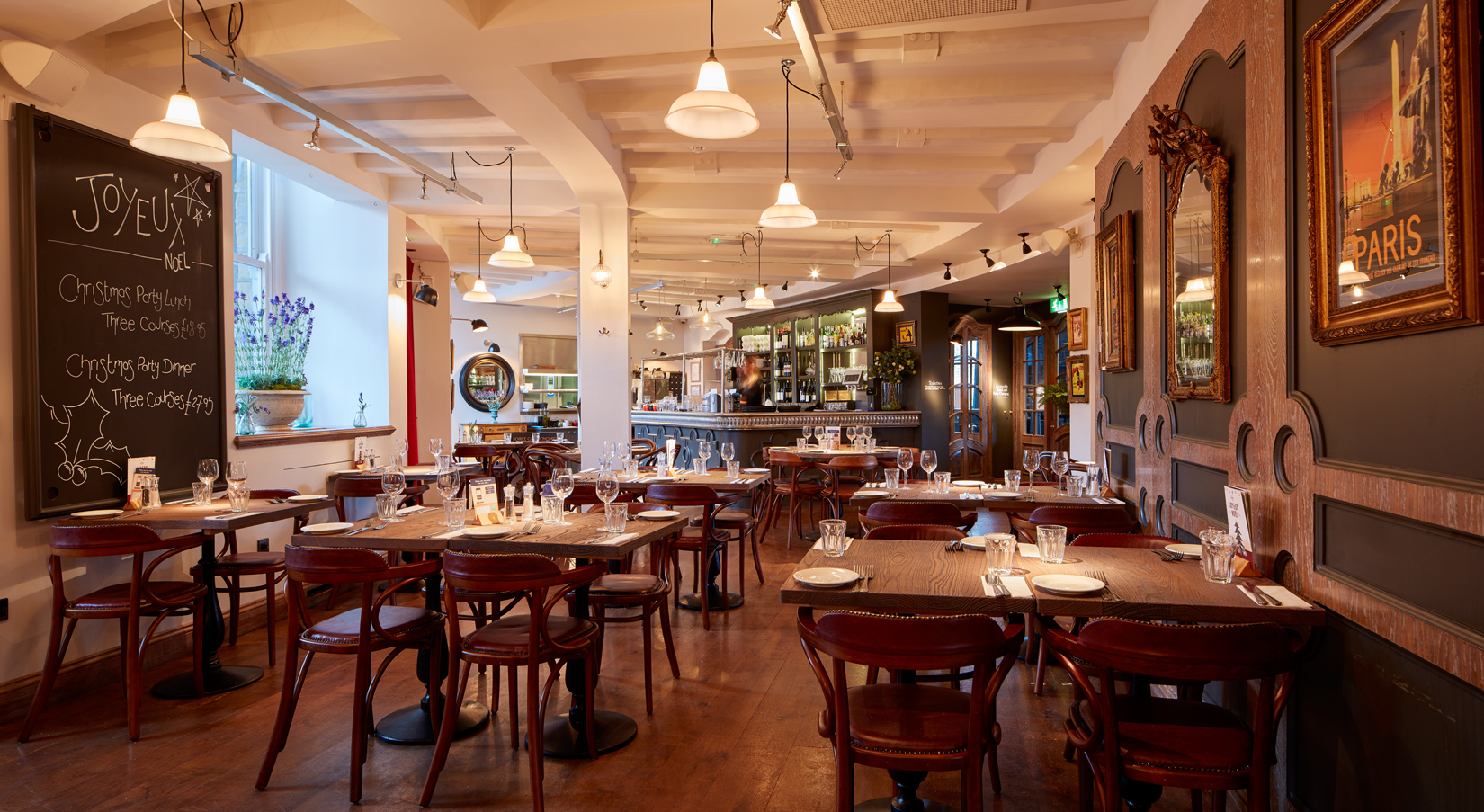 Cozy restaurant interior at Bistrot Pierre Ilkley, perfect for events and meetings.