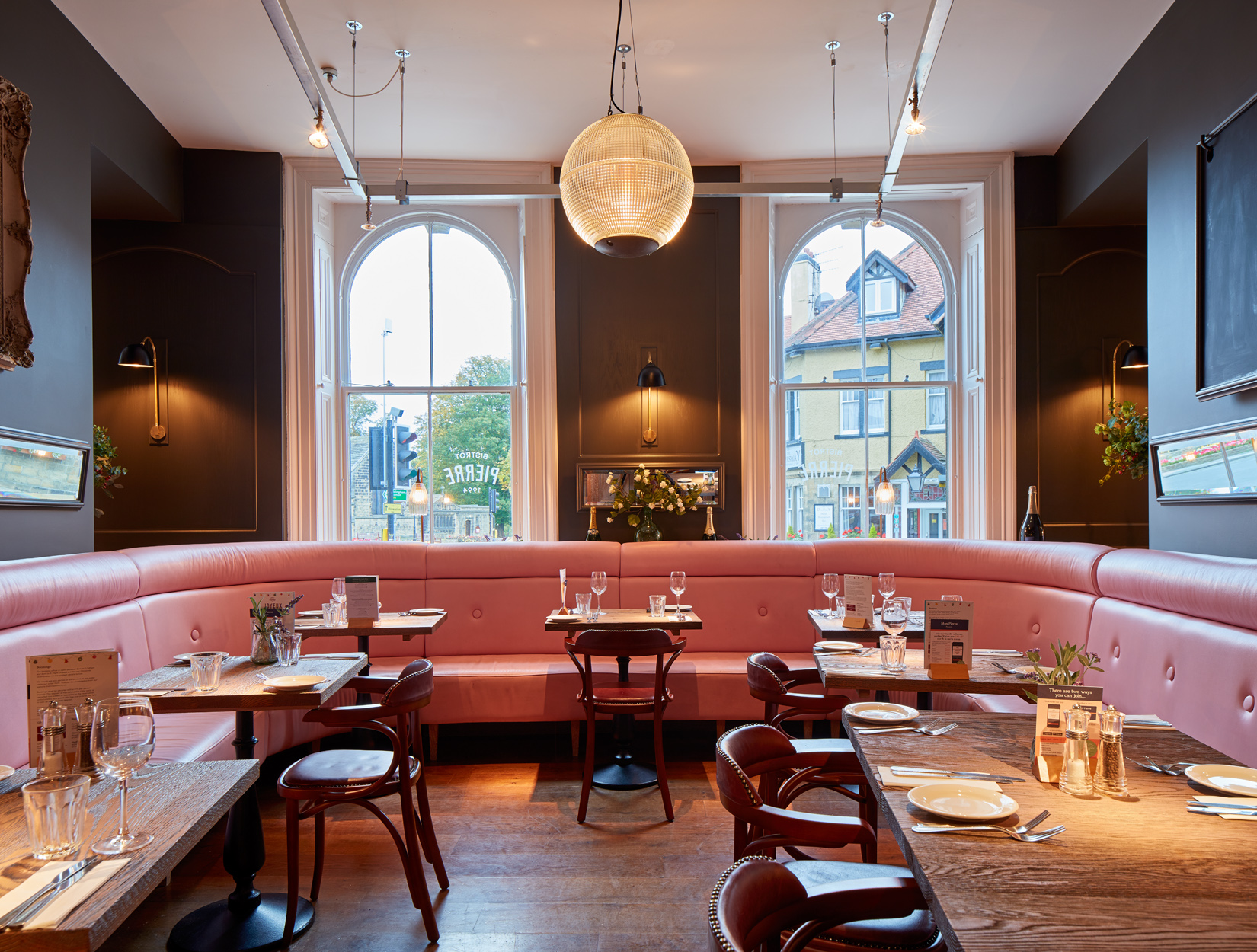Stylish booth seating in Bistrot Pierre Ilkley for intimate meetings and small events.