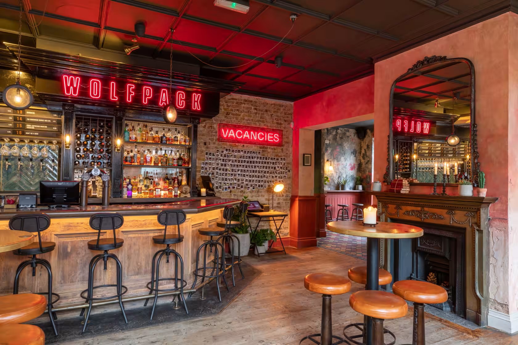 Stylish bar area at Wolfpack Fulham Inn, ideal for networking and team-building events.