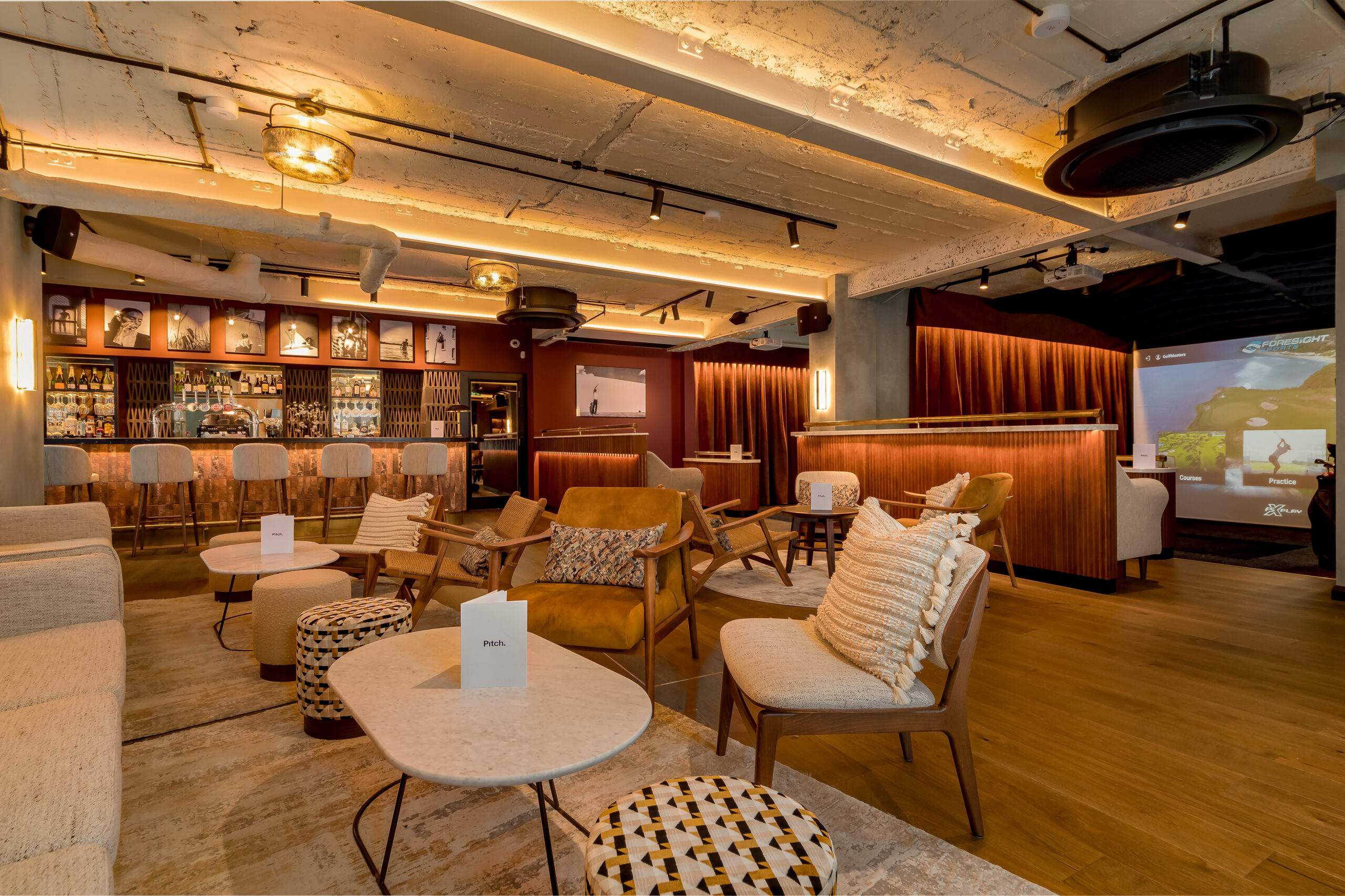 Stylish event space in Pitch City Soho, perfect for networking and gatherings.