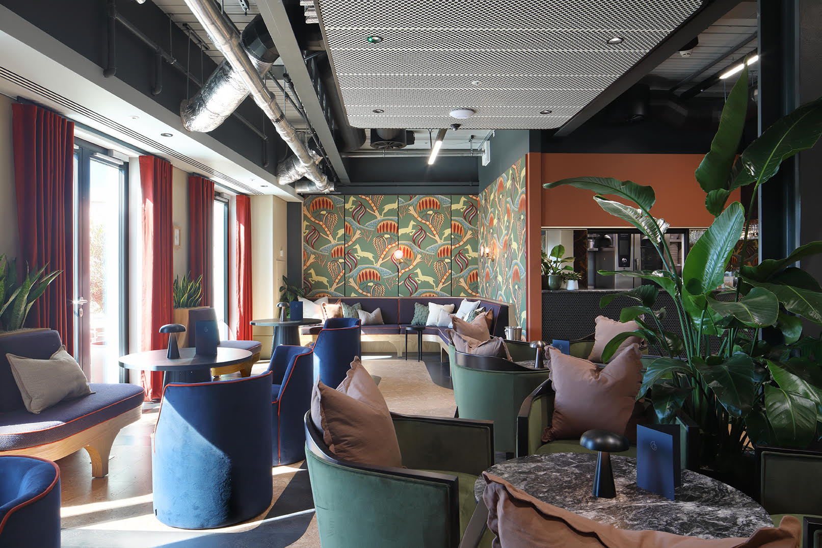 Stylish meeting space with botanical mural for networking events at Greengage, x+why.