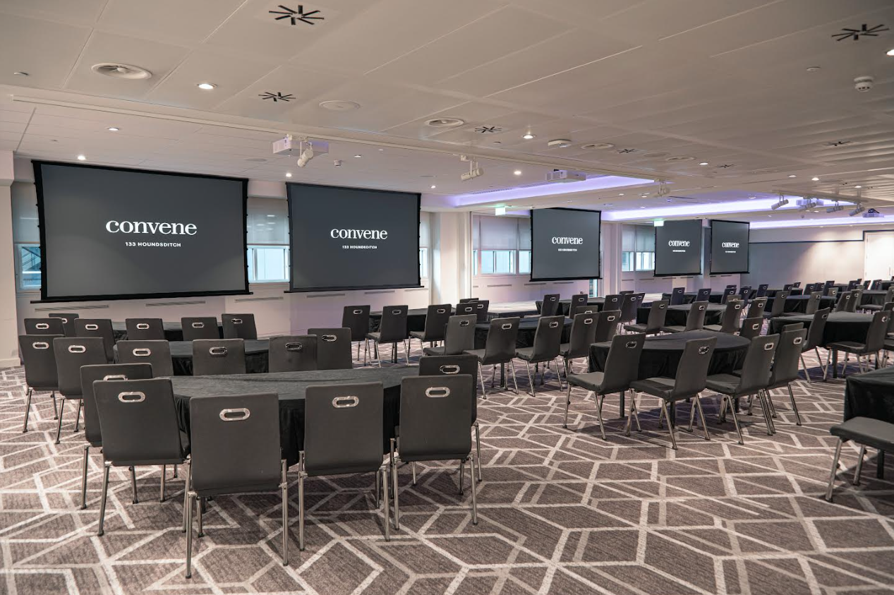 Modern conference room at Convene 133 Houndsditch, ideal for corporate meetings and events.