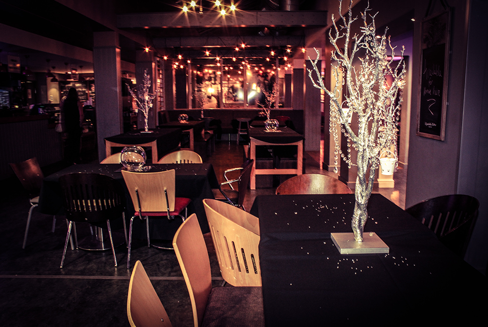 Stylish Centro Bar event space with elegant decor and twinkling lights for upscale gatherings.