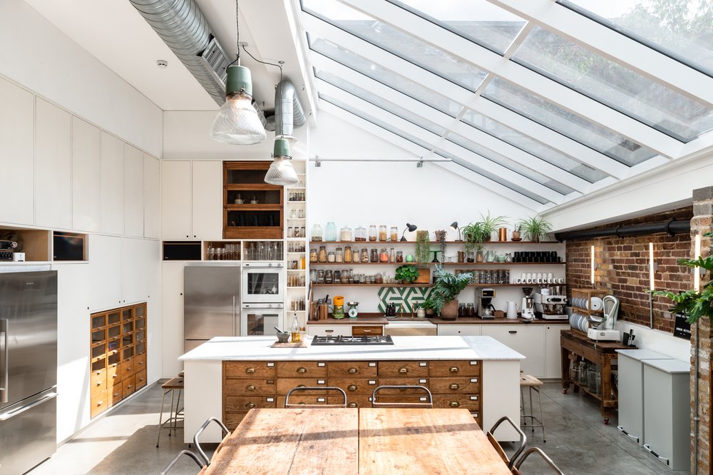 Bright kitchen in Paper Mill Studio, ideal for culinary events and workshops.