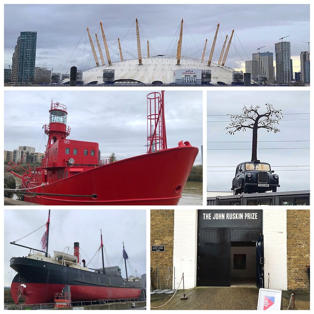 Handel Opera Studio at Trinity Buoy Wharf, featuring a dome and vibrant red ship for events.
