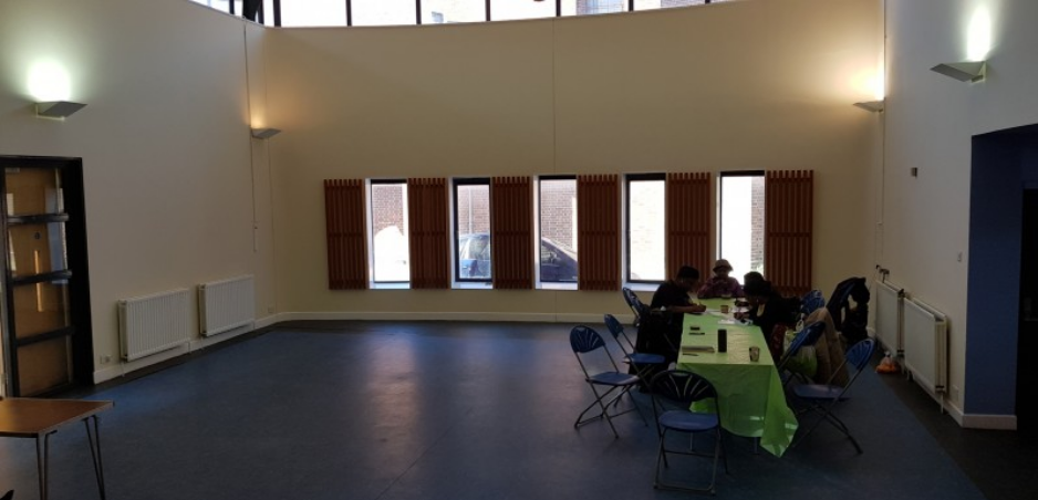 Spacious meeting room in Troy Hall, Peckham, ideal for workshops and discussions.