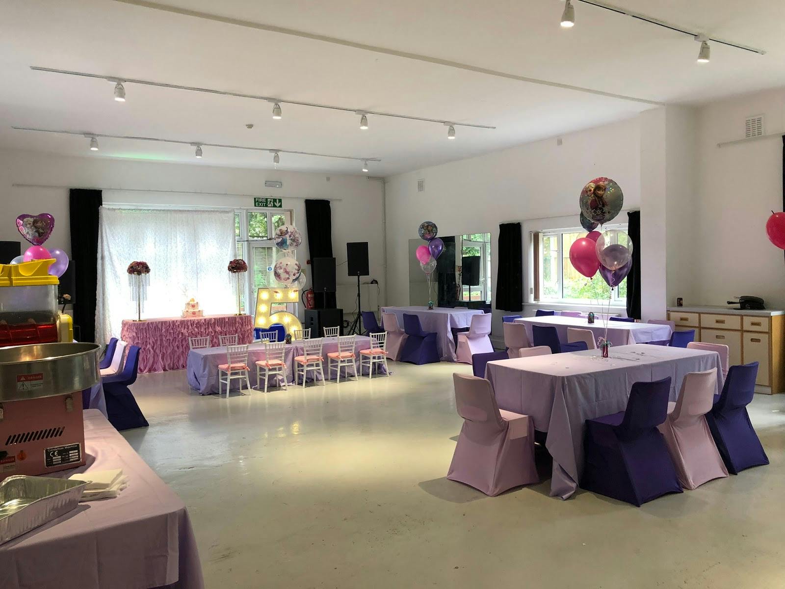 Troy Hall event space with pastel decor, perfect for children's parties and celebrations.
