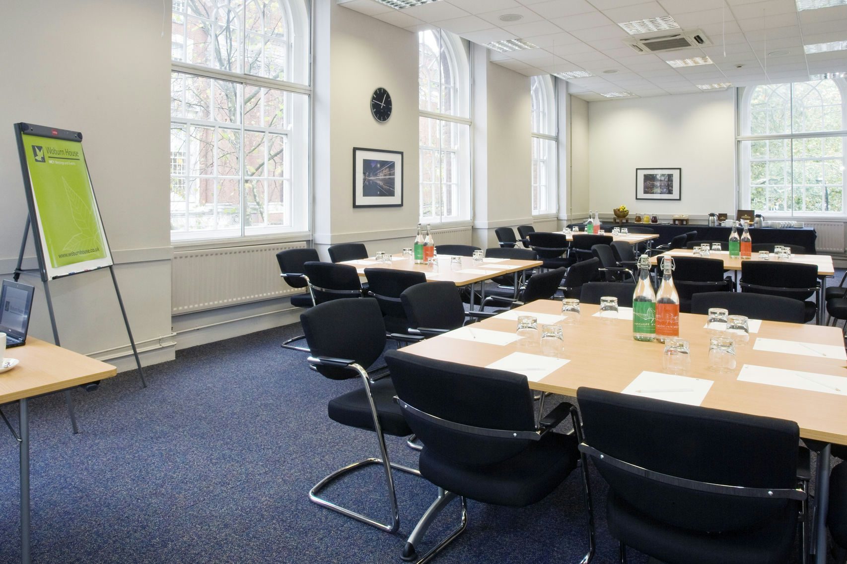 UUK Boardroom in Woburn House, bright meeting space for professional gatherings and networking.