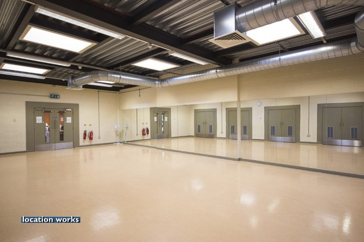 Rotherhithe Hall: versatile event space with mirrors for workshops and fitness classes.
