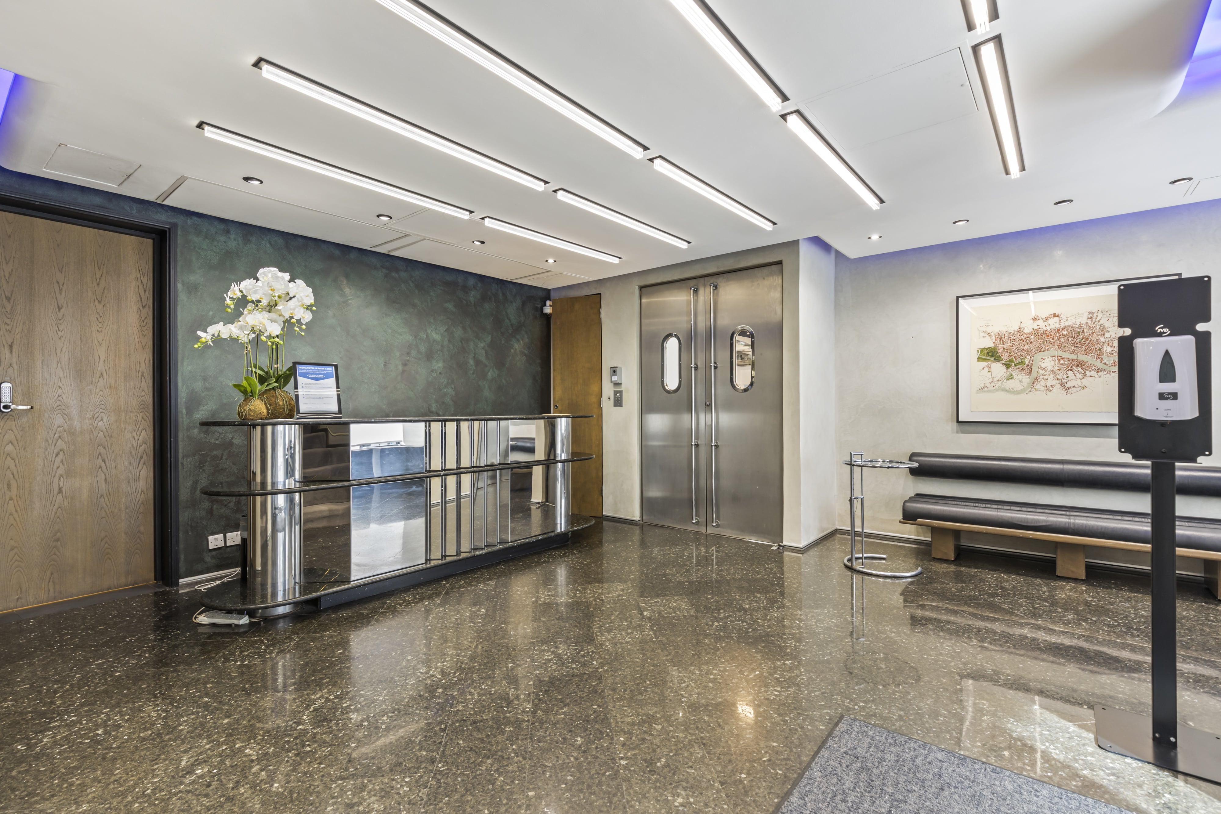 Modern reception area at 24-26 Baltic St W, ideal for corporate events and conferences.