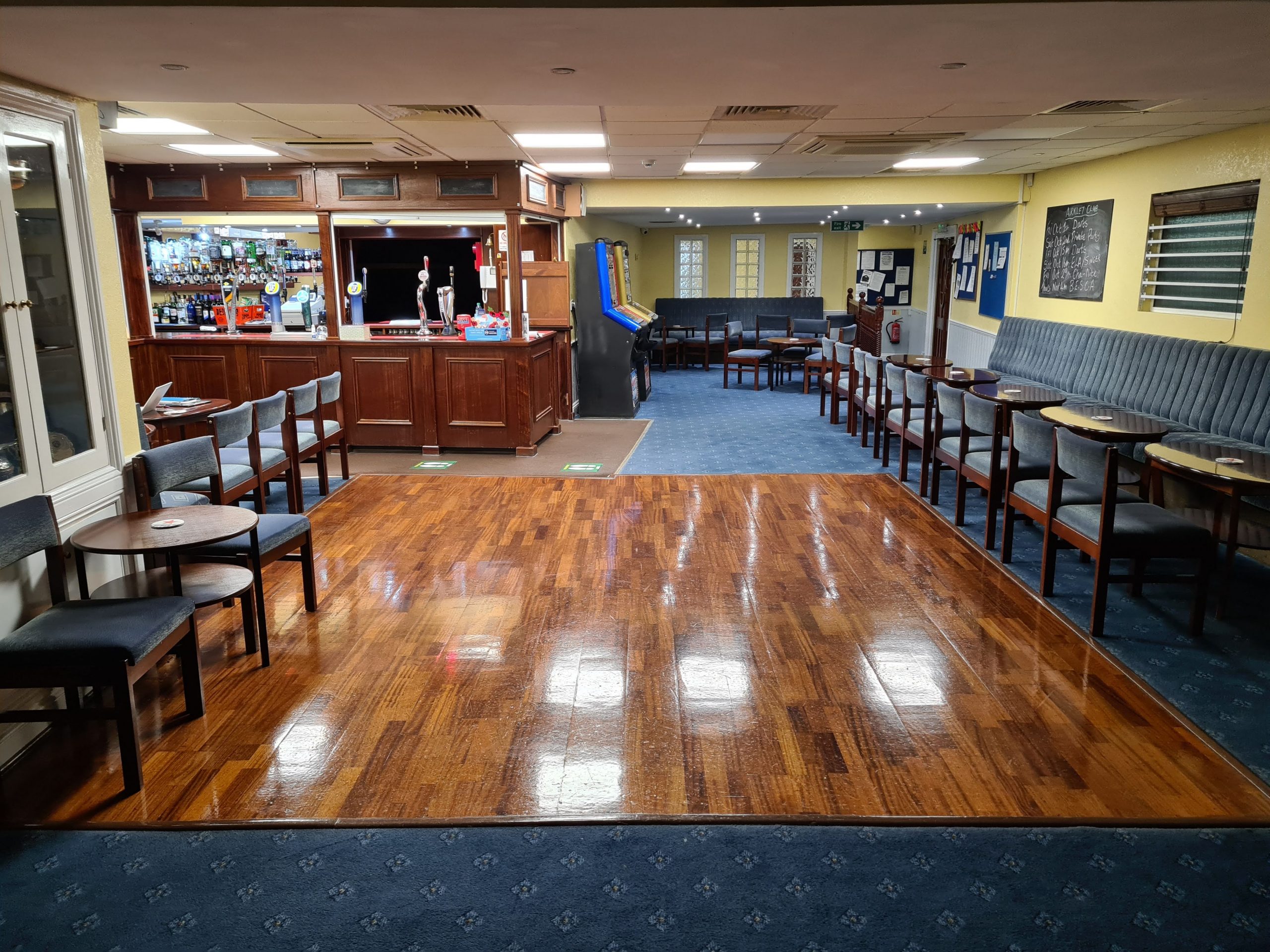 Snooker Room at The Arkley Club, polished wood floor, ideal for events and gatherings.