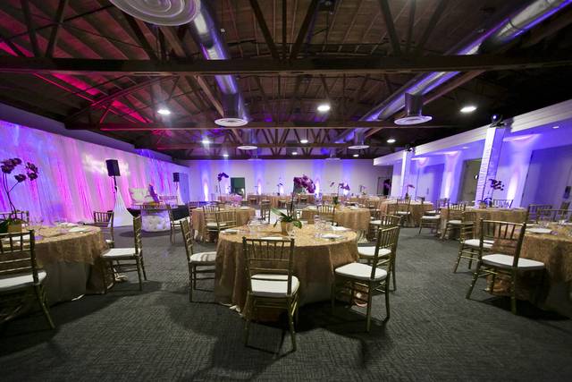 Main Ballroom in The Catalina Room with elegant round tables for events and gatherings.