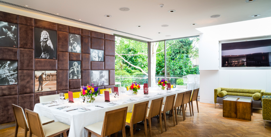 Elegant dining space in The Club Room, perfect for intimate events and meetings.