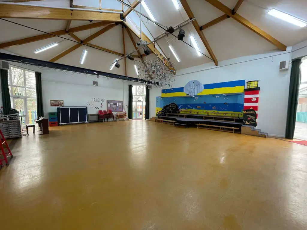 St. Peter's Hall with natural light, ideal for workshops and community events.