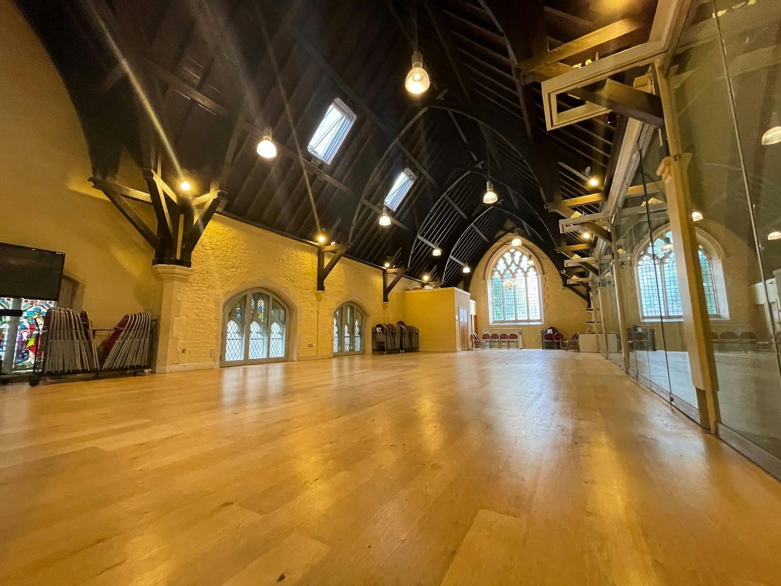 Upper Grand Hall at Earl's Court Salsa & Bachata Club, spacious venue with high ceilings.