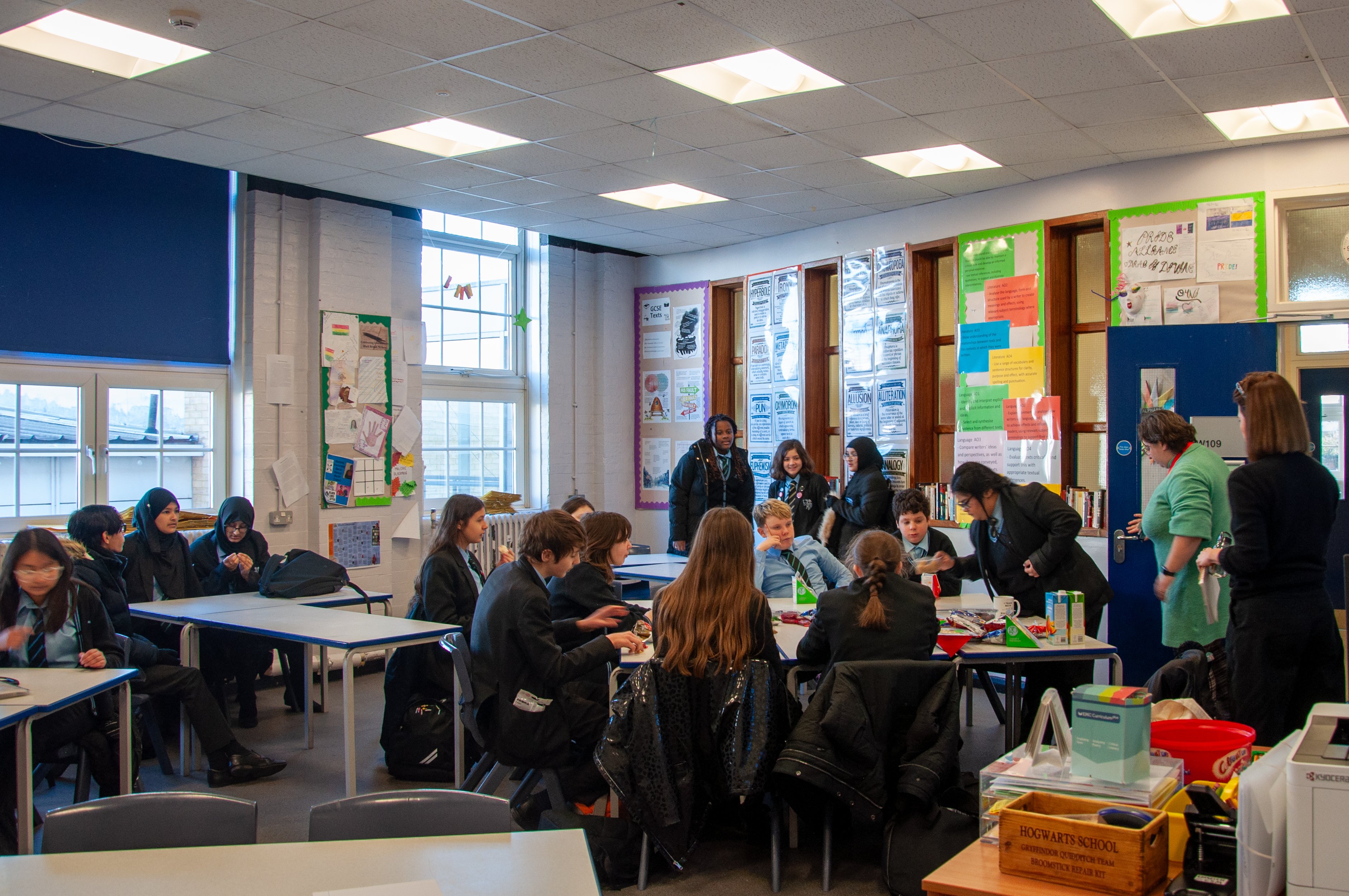 Dynamic Morpeth School library with natural light, ideal for workshops and team-building events.