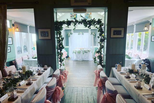 Elegant garden venue in Twickenham with pink accents, ideal for weddings and events.