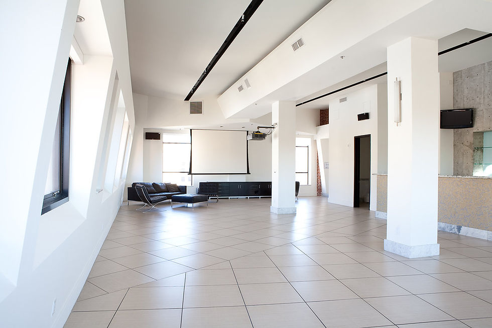 Spacious 12th Floor Penthouse event space with large windows for meetings and gatherings.