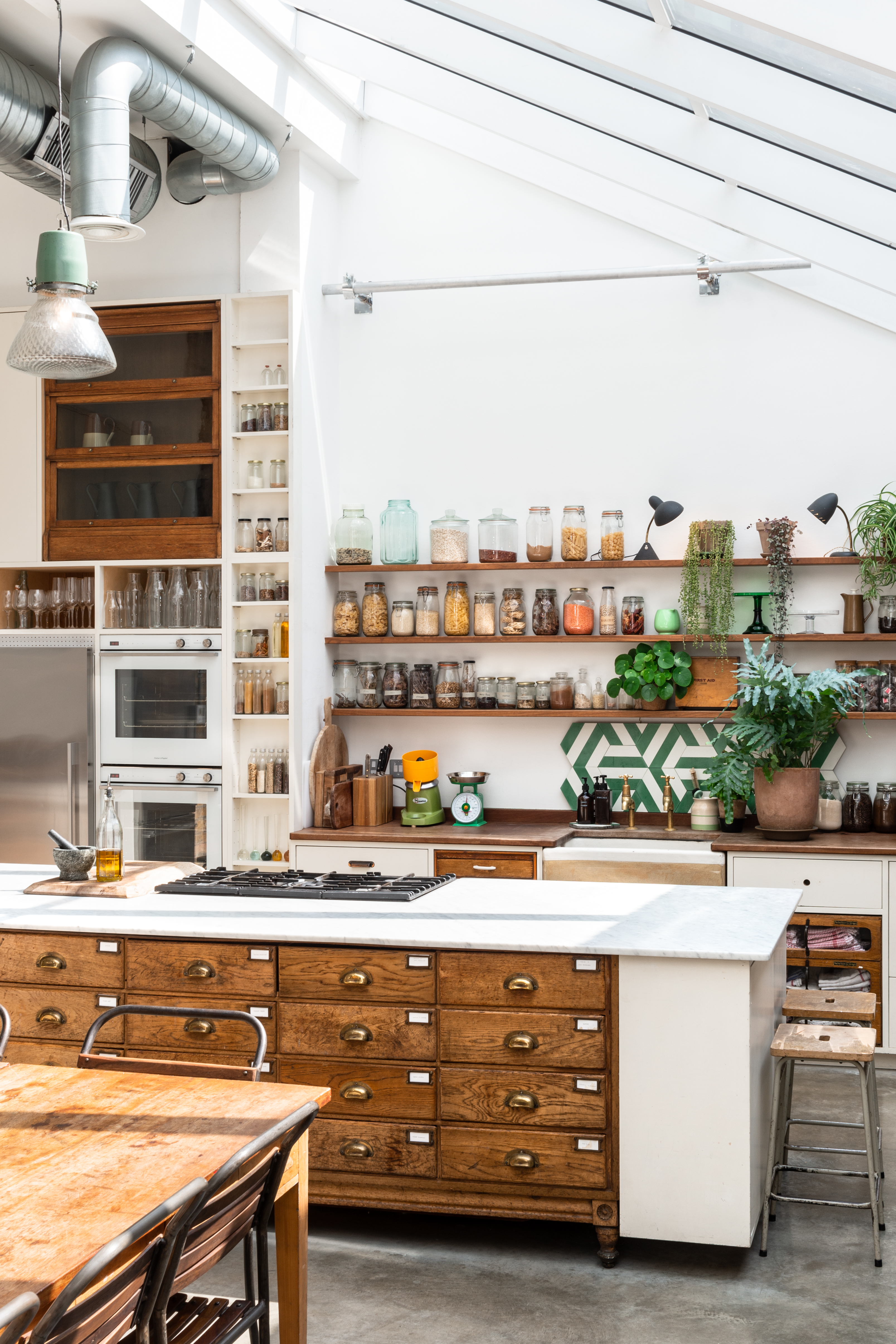Modern kitchen at Paper Mill Studio for cooking workshops and team-building events.