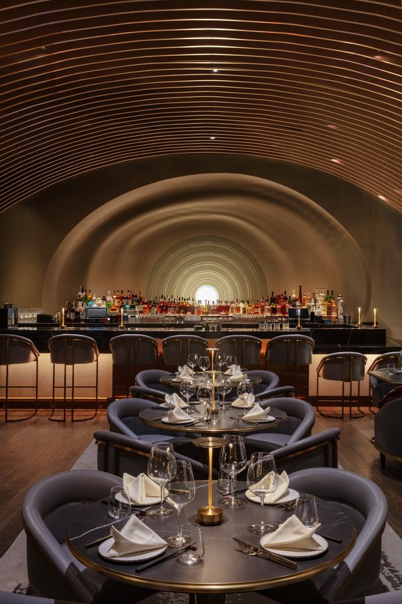 Sophisticated bar at 53 Restaurant, ideal for upscale networking events and gatherings.