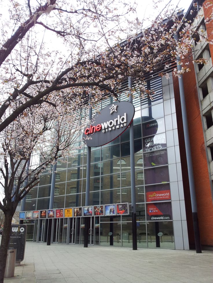 Modern cinema facade at Cineworld West India Quay, ideal for film screenings and events.